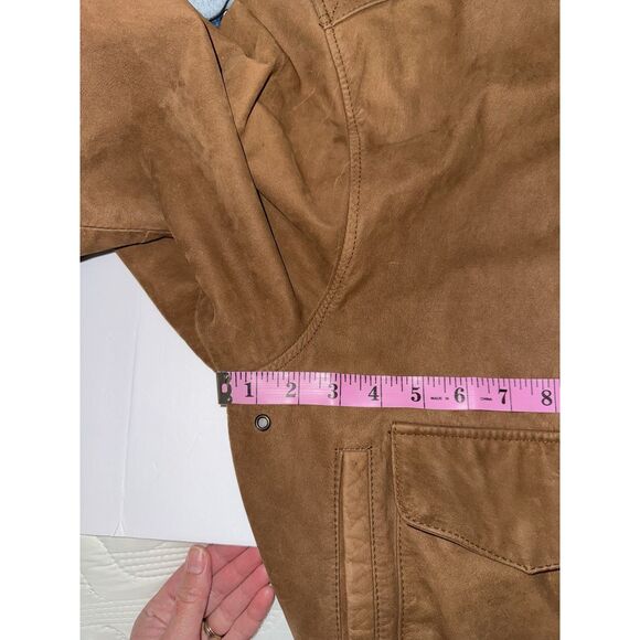 Vintage Global Identity G-III Leather Bomber Jacket Brown Flight Map Mens Large - Picture 14 of 16